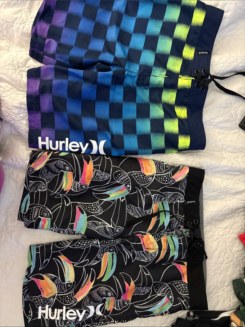 Hurley Kids Checkerboard Gradient and Toucan Print Swim Shorts
